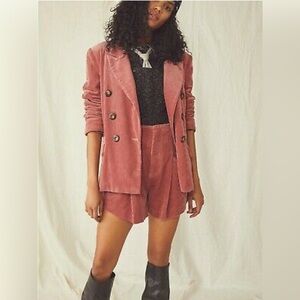 Free People “Ella” Corduroy Wrap Style Jacket With Matching Shorts Set Size 10